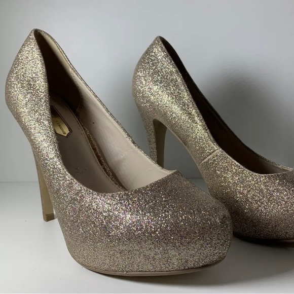 Dorothy Perkins Gold Stiletto Shoes High Heel Court Shoes Sparkly EU39 UK Size 6 - Picture 3 of 9